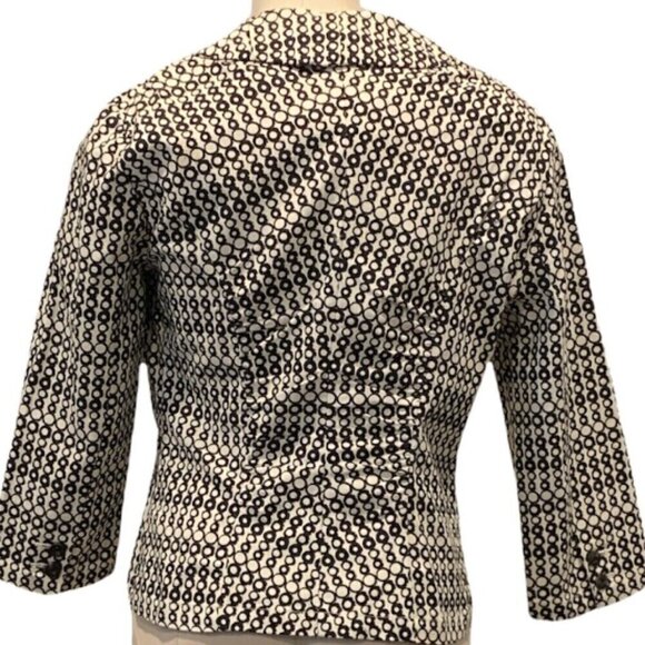CAbi Du Jour #298 Jacket Cropped Blazer Sz 4 Black White 3/4 Sleeve Cotton 266D - Picture 7 of 10
